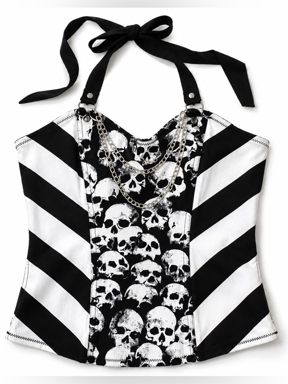 Rare Hot Topic Y2K Punk Goth Skull Chain Corset Top ☠️